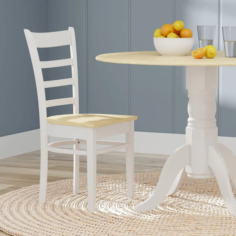 5-Piece Dining Set, 42  Round Drop-Leaf Table and Slat Back Chairs