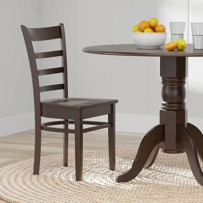 5-Piece Dining Set, 42  Round Drop-Leaf Table and Slat Back Chairs