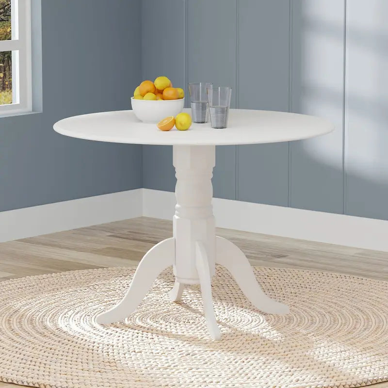 5-Piece Dining Set, 42  Round Drop-Leaf Table and Slat Back Chairs