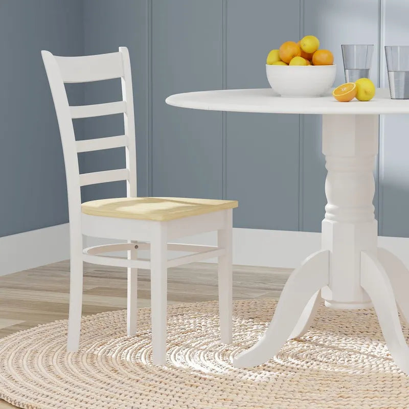 5-Piece Dining Set, 42  Round Drop-Leaf Table and Slat Back Chairs