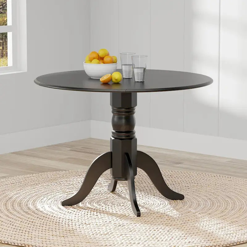 5-Piece Dining Set, 42  Round Drop-Leaf Table and Slat Back Chairs