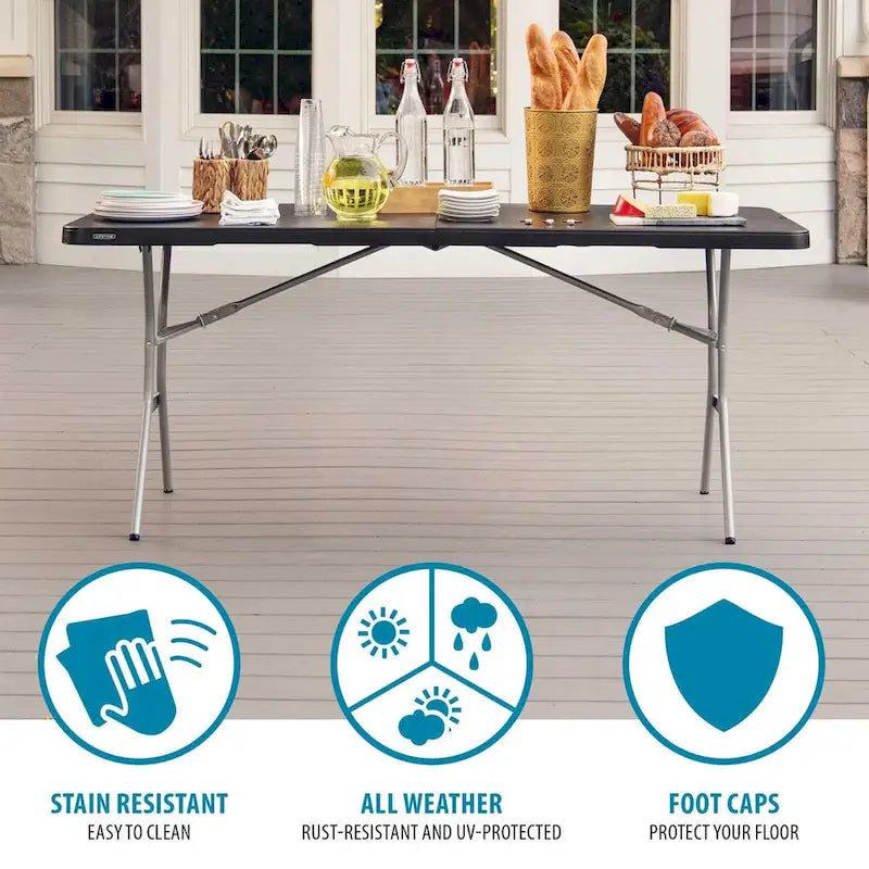 Lifetime 6-Foot Fold-In-Half Table, Black (Light Commercial)