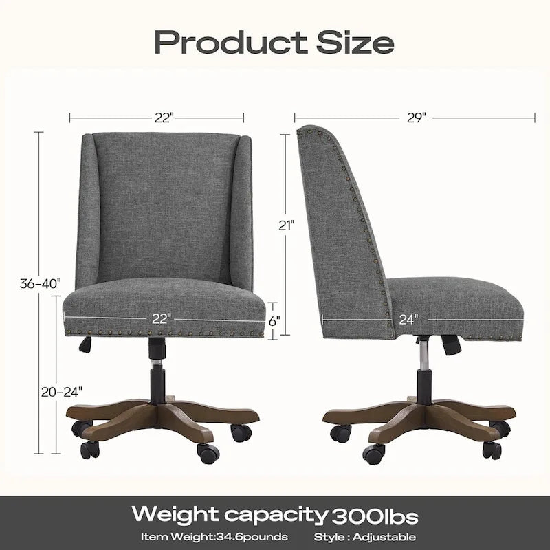 Huimo Home Office Desk Chair with Wheels, 360 Swivel