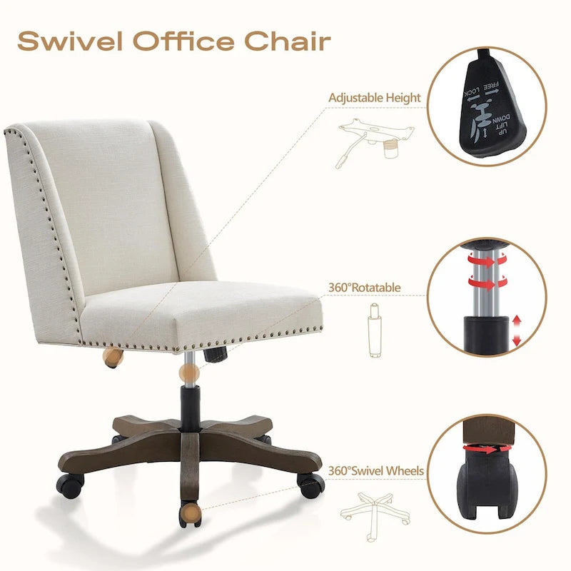 Huimo Home Office Desk Chair with Wheels, 360 Swivel