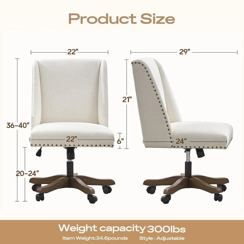 Huimo Home Office Desk Chair with Wheels, 360 Swivel