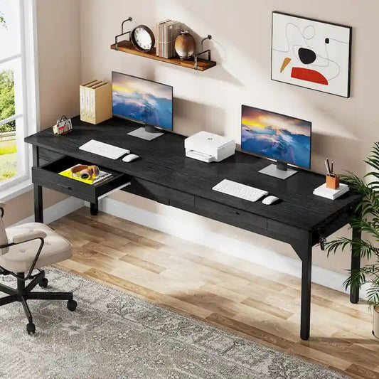 78.7  Extra Long Computer Desk, Two Person Large Desk with 2 Drawers