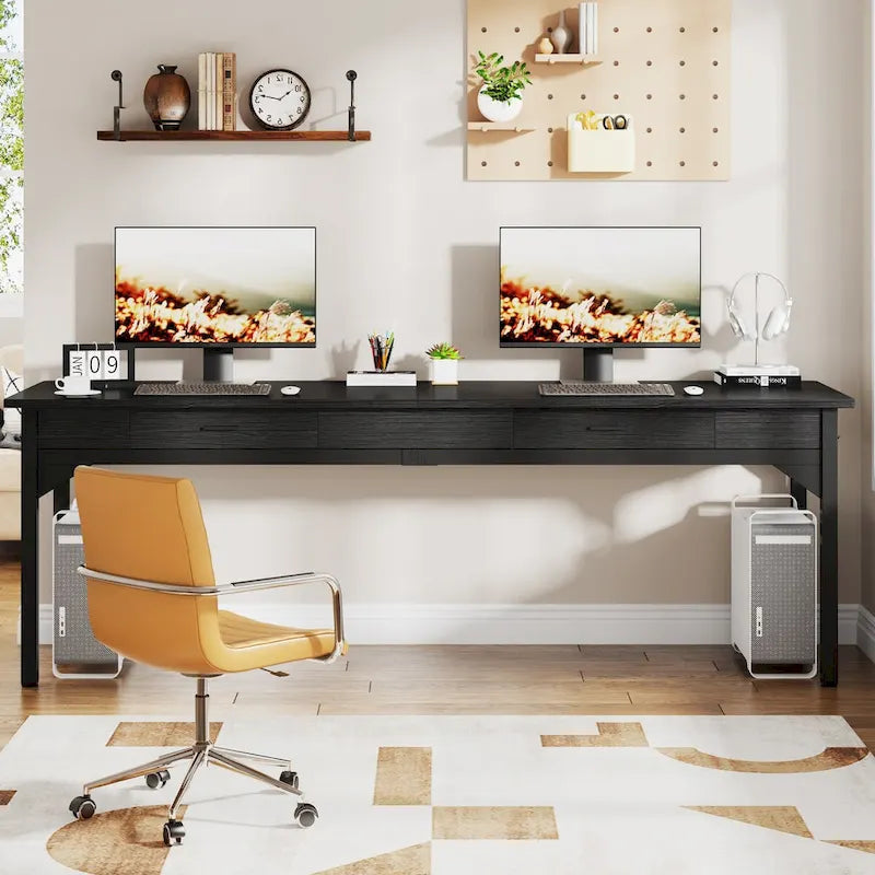 78.7  Extra Long Computer Desk, Two Person Large Desk with 2 Drawers