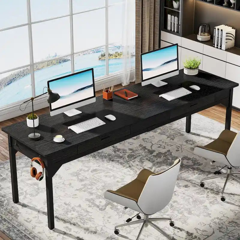 78.7  Extra Long Computer Desk, Two Person Large Desk with 2 Drawers