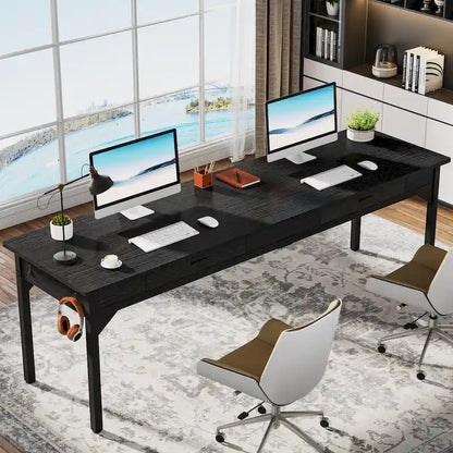 78.7  Extra Long Computer Desk, Two Person Large Desk with 2 Drawers