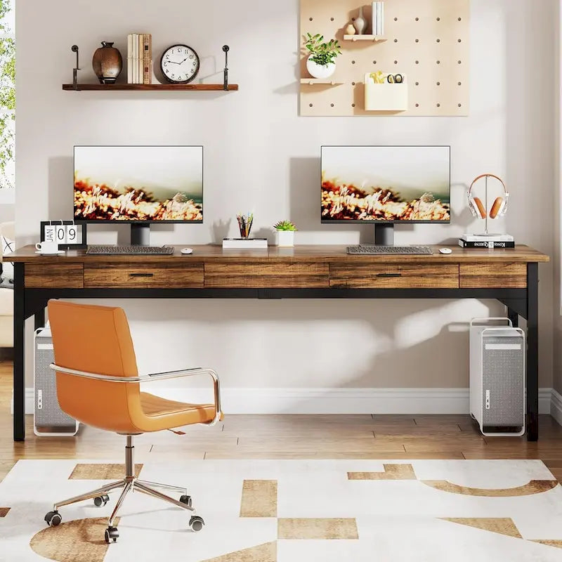 78.7  Extra Long Computer Desk, Two Person Large Desk with 2 Drawers