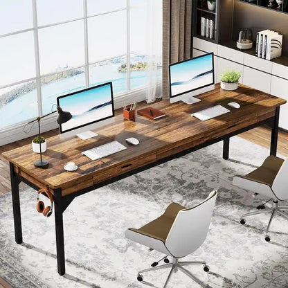 78.7  Extra Long Computer Desk, Two Person Large Desk with 2 Drawers