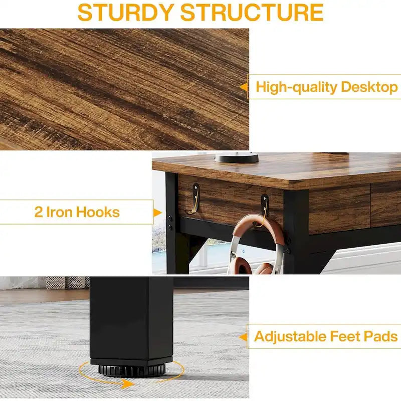 78.7  Extra Long Computer Desk, Two Person Large Desk with 2 Drawers