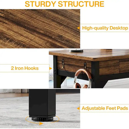 78.7  Extra Long Computer Desk, Two Person Large Desk with 2 Drawers