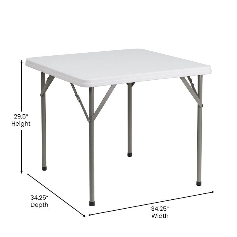 2.85-Foot Square Plastic Folding Table - Event Folding Table - 34.25D x 34.25W x 29.5H