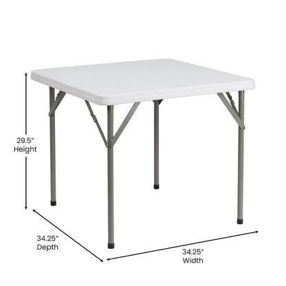 2.85-Foot Square Plastic Folding Table - Event Folding Table - 34.25D x 34.25W x 29.5H