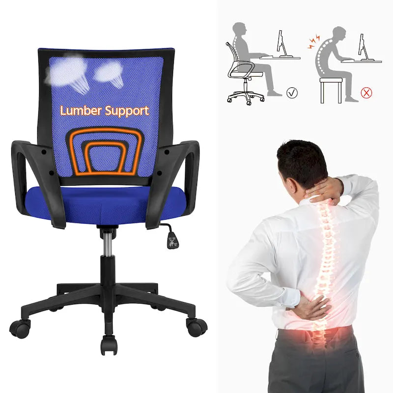 Yaheetech Adjustable Ergonomic Office Chair MidBack Mesh Swivel Chair