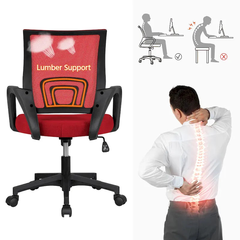 Yaheetech Adjustable Ergonomic Office Chair MidBack Mesh Swivel Chair