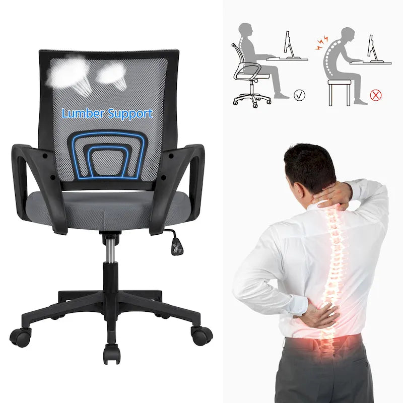 Yaheetech Adjustable Ergonomic Office Chair MidBack Mesh Swivel Chair