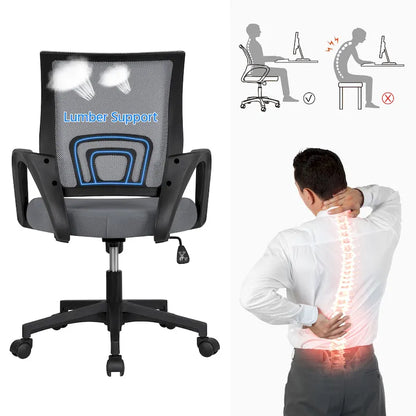 Yaheetech Adjustable Ergonomic Office Chair MidBack Mesh Swivel Chair