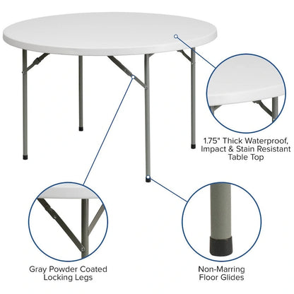 48 Round Granite White Plastic Event and Party Folding Table