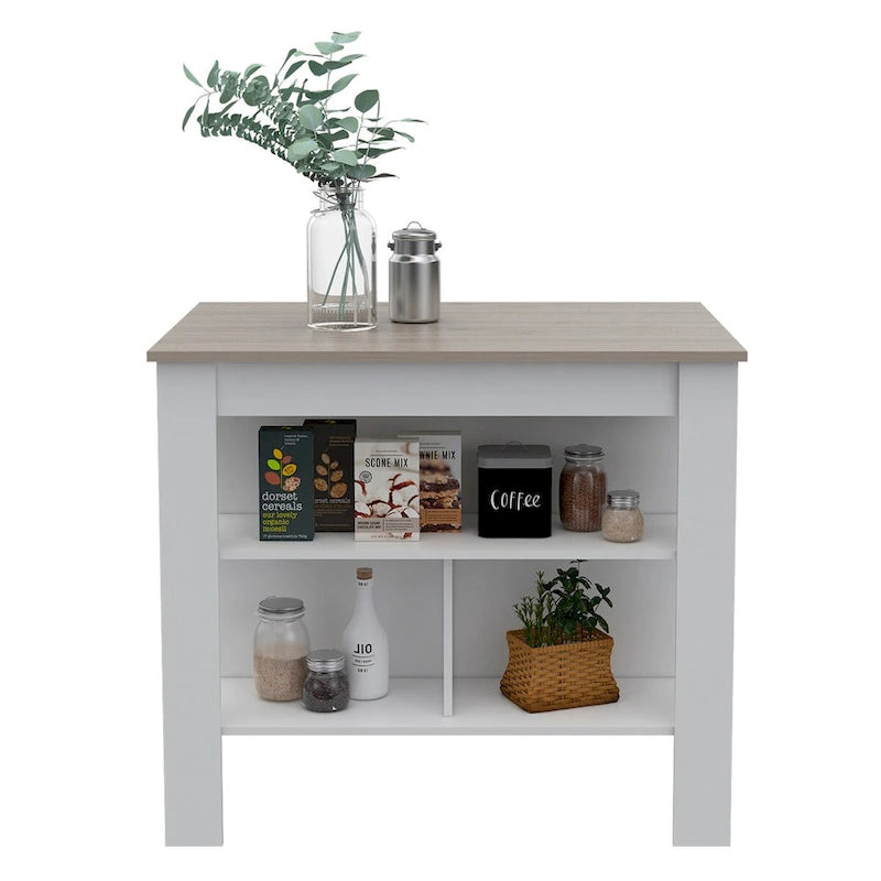 Rockaway 3-Shelf Kitchen Island Dark Brown and Onix