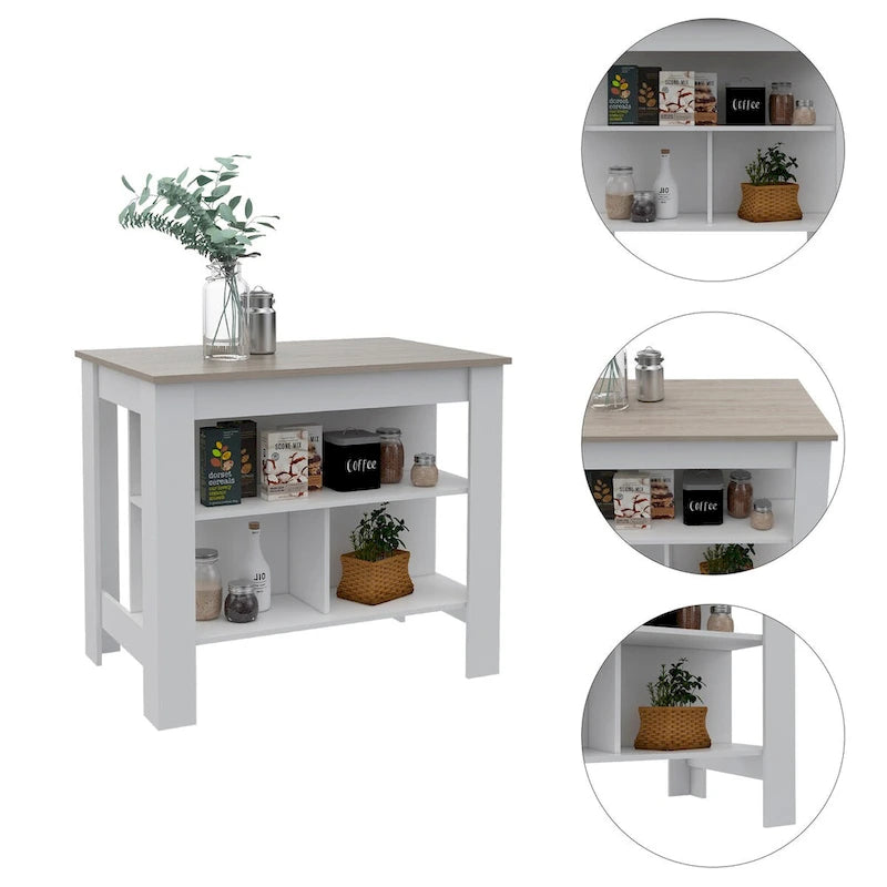 Rockaway 3-Shelf Kitchen Island Dark Brown and Onix