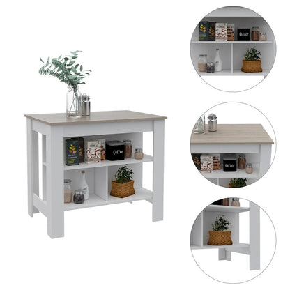Rockaway 3-Shelf Kitchen Island Dark Brown and Onix