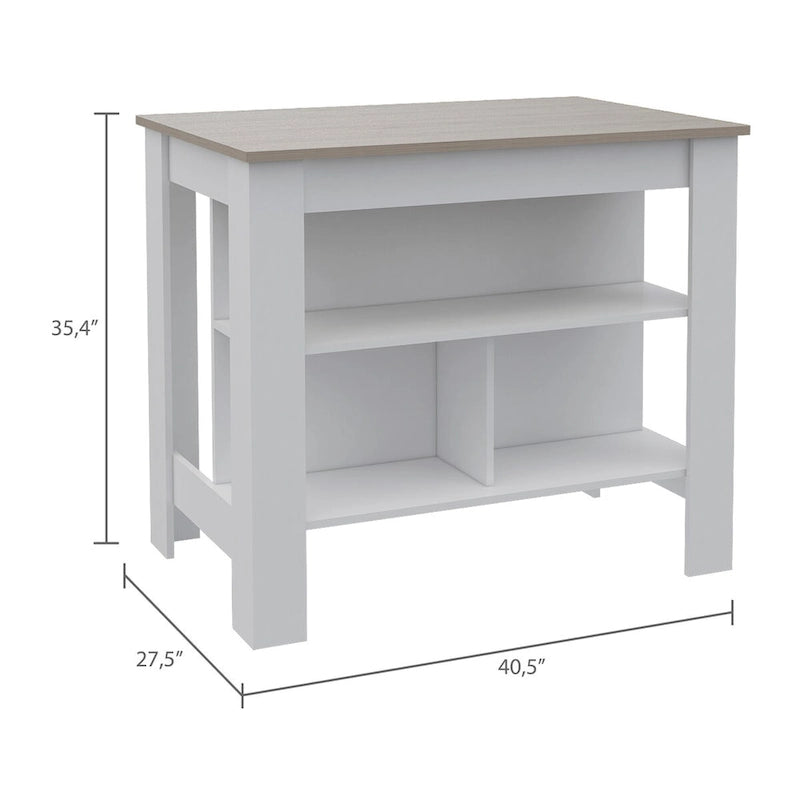 Rockaway 3-Shelf Kitchen Island Dark Brown and Onix