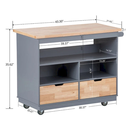 Rolling Kitchen Island Kitchen island Cart Spice Rack Kitchen Cart - 46.00L * 21.70W * 35.62H