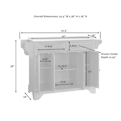 Crosley LaFayette Black Wood Kitchen Island with Natural Wood Top - 18d x 51.5w x 36h
