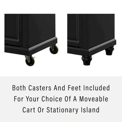 Crosley Cambridge Stainless Steel Top Portable Kitchen Island in Black Finish - N/A