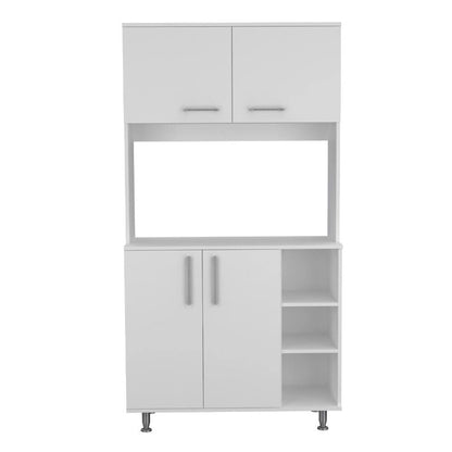 Dorchester 6-Shelf 6-Door 2-piece Kitchen Set, Kitchen Island and Pantry Cabinet White and Light Oak