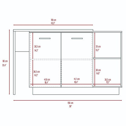 Dorchester 6-Shelf 6-Door 2-piece Kitchen Set, Kitchen Island and Pantry Cabinet White and Light Oak