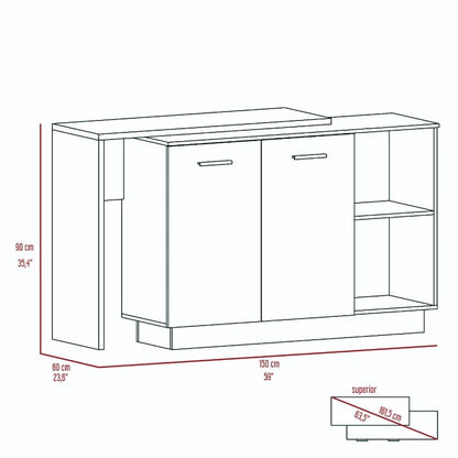 Dorchester 6-Shelf 6-Door 2-piece Kitchen Set, Kitchen Island and Pantry Cabinet White and Light Oak