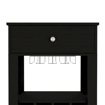 Bar Cart , Twelve Wine Cubbies, Four Legs, Black Wengue Finish