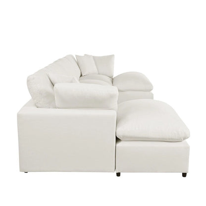 Modern U-Shape Sectional Sofa, 2 Large Chaise with Removable Ottomans