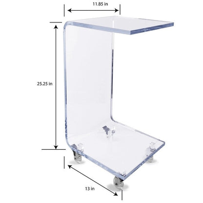 DesignStyles Acrylic C-Table w/Wheels