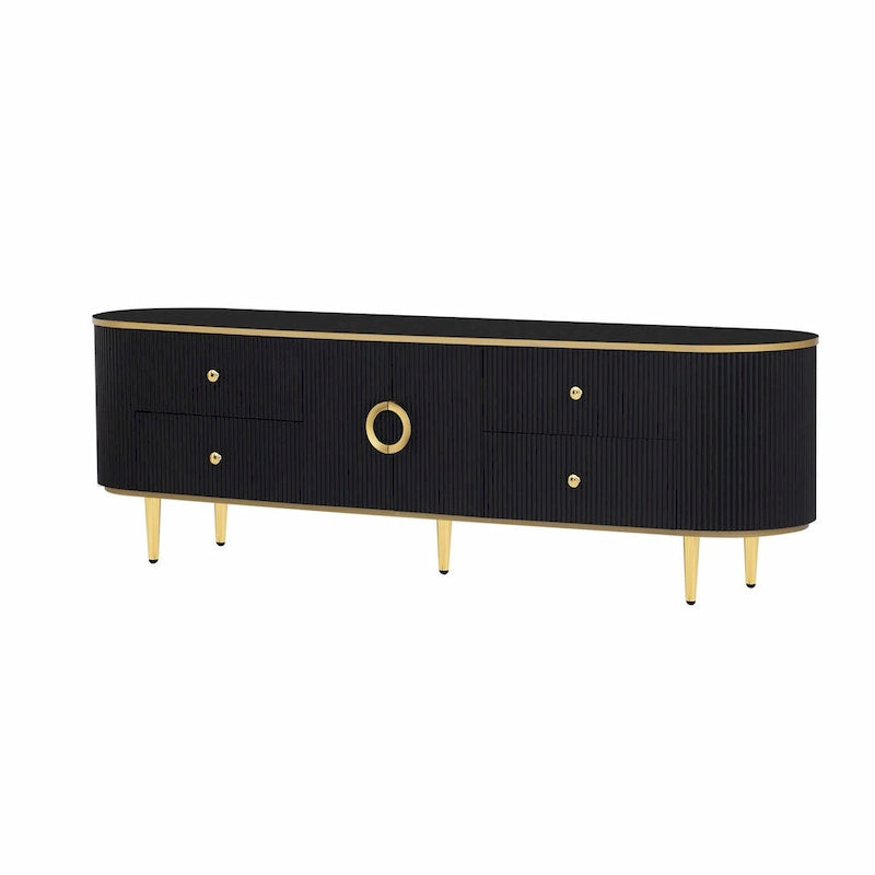 Modern TV Stand for TVs up to 80 Inches, Entertainment Center with Drawers and Cabinet
