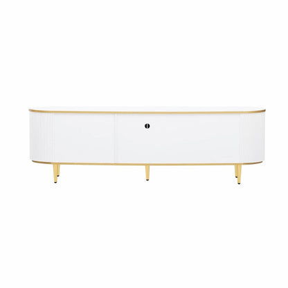 Modern TV Stand for TVs up to 80 Inches, Entertainment Center with Drawers and Cabinet