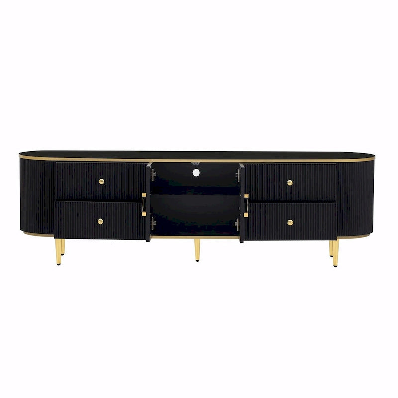 Modern TV Stand for TVs up to 80 Inches, Entertainment Center with Drawers and Cabinet