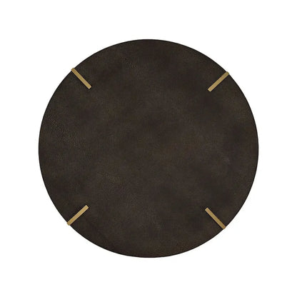 Gold Metal Dark Brown Faux Shagreen Round Table