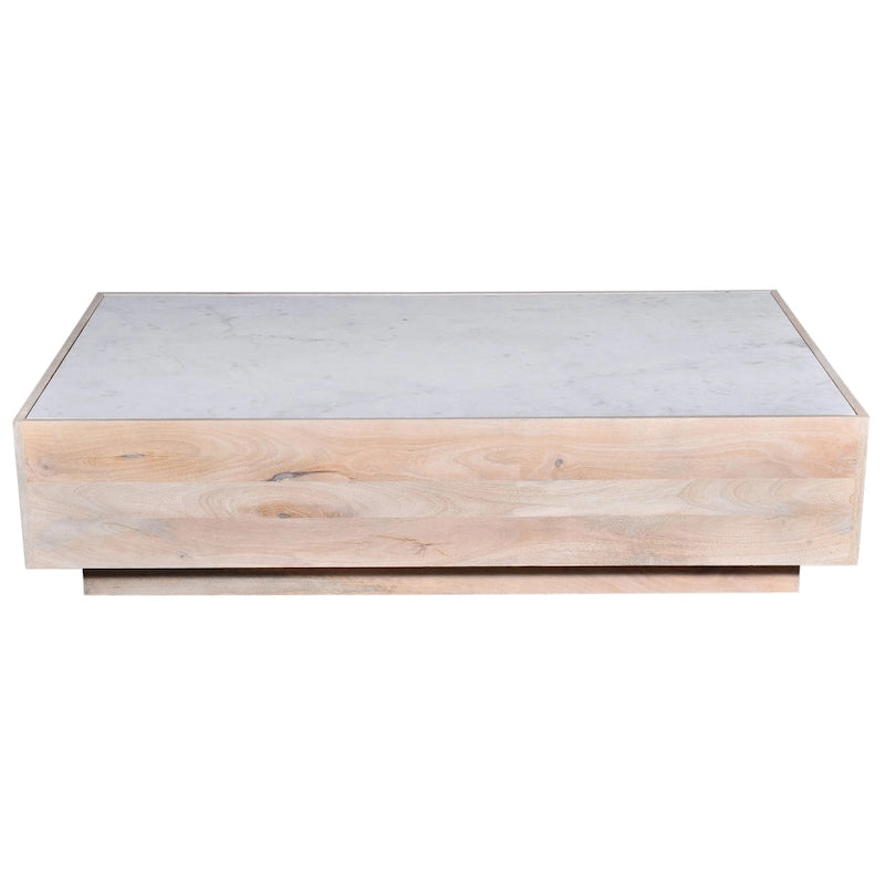 Oasis 59 in. Wood and Marble Storage Coffee Table