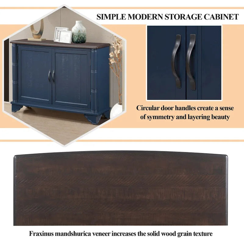 Mid Century 40  Sideboard Buffet Console Table with Adjustable Shelf
