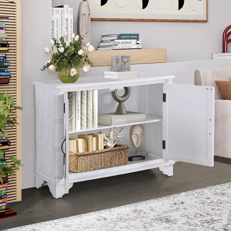 Mid Century 40  Sideboard Buffet Console Table with Adjustable Shelf