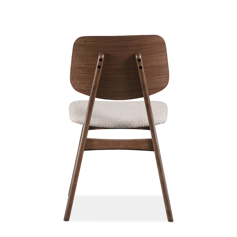 Furniture of America Beau I Mid-century 2-Pack Walnut Dining Chair Set with Boucle Seats