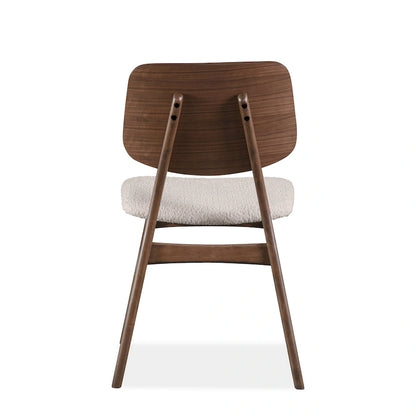 Furniture of America Beau I Mid-century 2-Pack Walnut Dining Chair Set with Boucle Seats