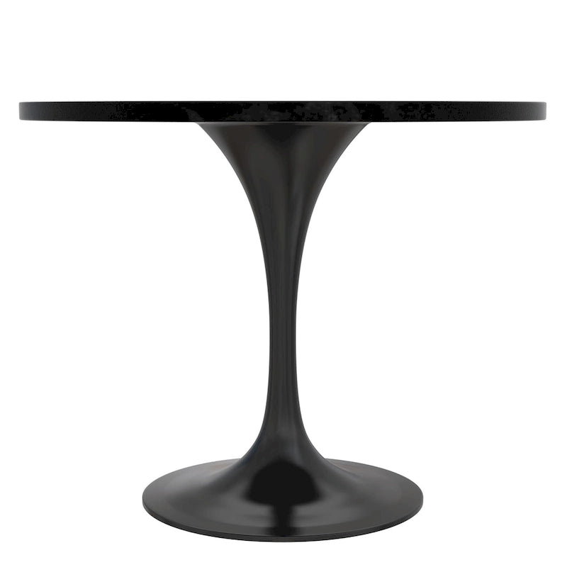 LeisureMod Verve 36  Round Dining Table with MDF Wood TableTop and Black Steel Base for Kitchen & Dining Room