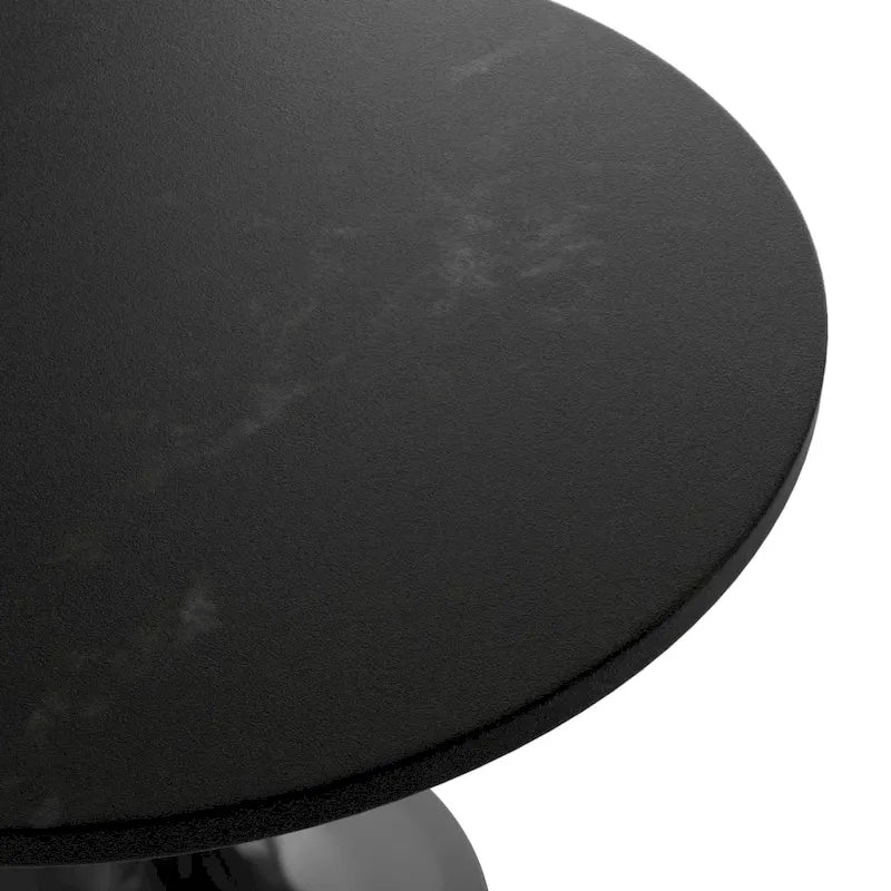 LeisureMod Verve 36  Round Dining Table with MDF Wood TableTop and Black Steel Base for Kitchen & Dining Room