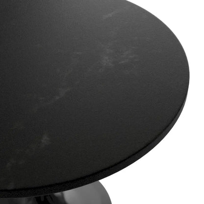 LeisureMod Verve 36  Round Dining Table with MDF Wood TableTop and Black Steel Base for Kitchen & Dining Room