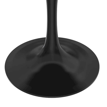 LeisureMod Verve 36  Round Dining Table with MDF Wood TableTop and Black Steel Base for Kitchen & Dining Room